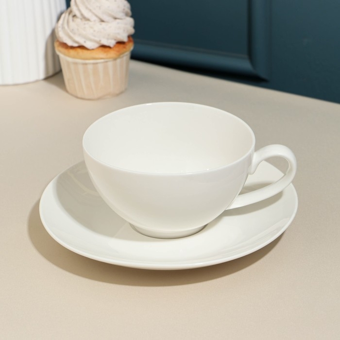 Чайная пара «Barista», 400 мл, белая, фарфор Чайная пара «Barista», 400 мл, белая, фарфор