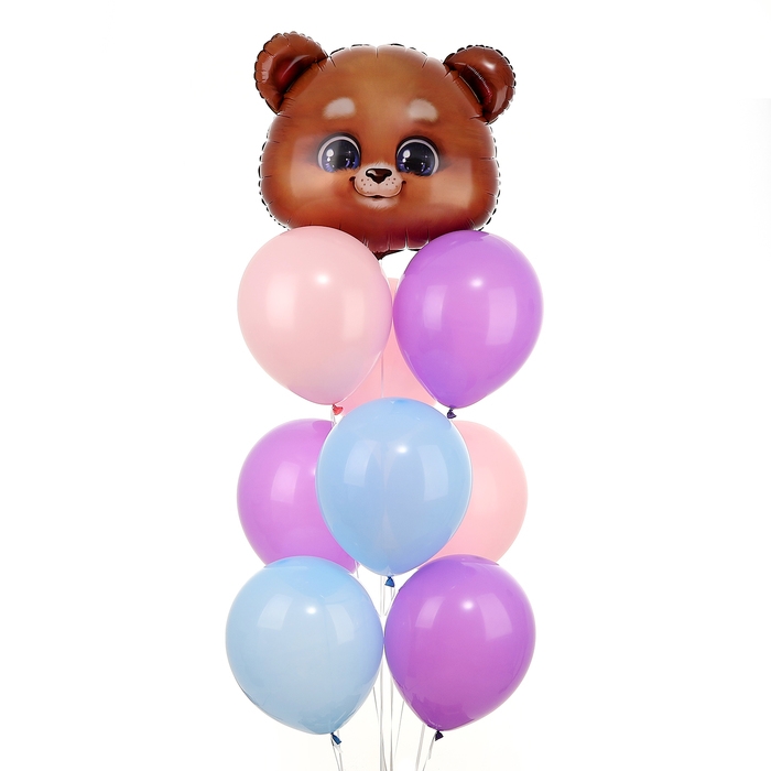 Набор воздушных шаров Набор воздушных шаров "Мишка", фольга, латекс, 9 шт.