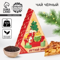 Новый год! Чай чёрный &laquo;Уютной зимы&raquo; вкус: яблочный штрудель, в коробке-ёлке, 100 г.