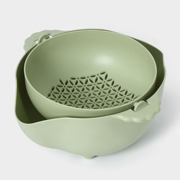 Дуршлаг кухонный с поддоном, 25&times;11,5 см, цвет МИКС