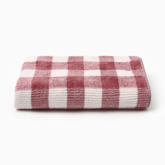 Полотенце банное Этель Полотенце банное Этель "Клетка", цв. розовый, 70х140 см, 100% п/э, 240 г/м2