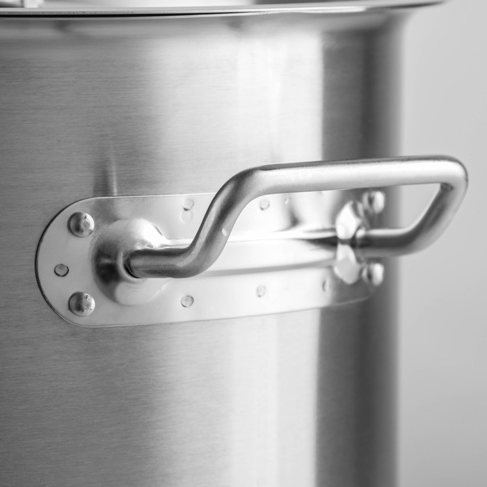 Кастрюля из нержавеющей стали Hanna Kn&ouml;vell HoReCa, 25 л, толщина 0,8 мм, 201 сталь, дно 3 мм, металлическая крышка, с теплораспределительным слоем, индукция