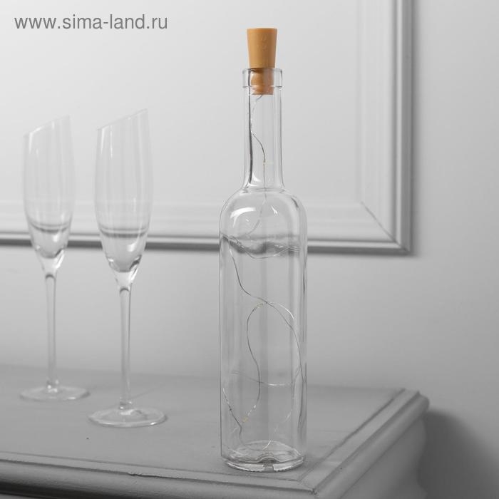 Гирлянда &laquo;Нить&raquo; 1 м роса с пробкой, IP20, серебристая нить, 10 LED, батарейки LR44х3 (в комплекте), свечение мульти