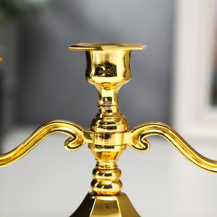 Подсвечник металл на 3 свечи Подсвечник металл на 3 свечи "Чёткие линии" цвет золото 12,5х21,5х10 см