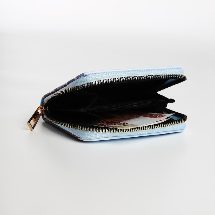 Кошелёк на молнии, цвет голубой/разноцветный
