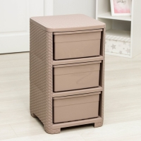 Комод 3-х секционный «Плетёнка», 37,5×36×63 см, цвет какао Комод 3-х секционный «Плетёнка», 37,5×36×63 см, цвет какао