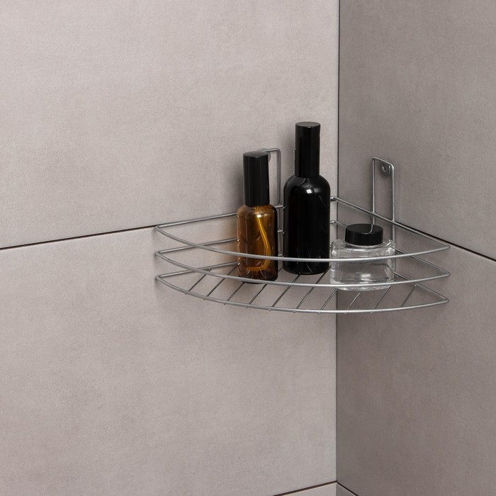 Полка угловая, 1 ярус, 19,5×10×21 см, цвет хром Полка угловая, 1 ярус, 19,5×10×21 см, цвет хром