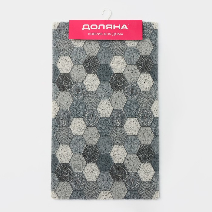 Коврик придверный грязезащитный Доляна &laquo;Мозаика&raquo;, вырезной, 46&times;75 см, цвет серый