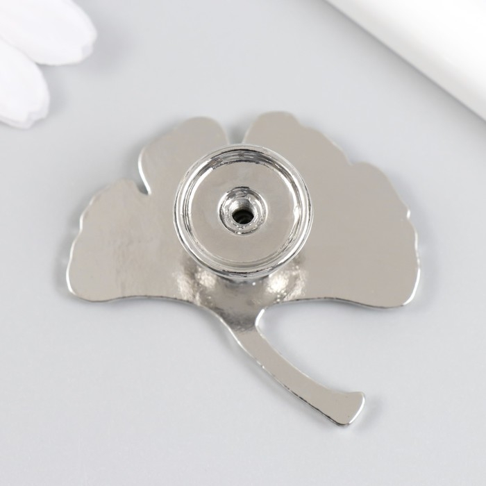 Ручка для шкатулки металл "Лист веер" серебро 5х5,4 см