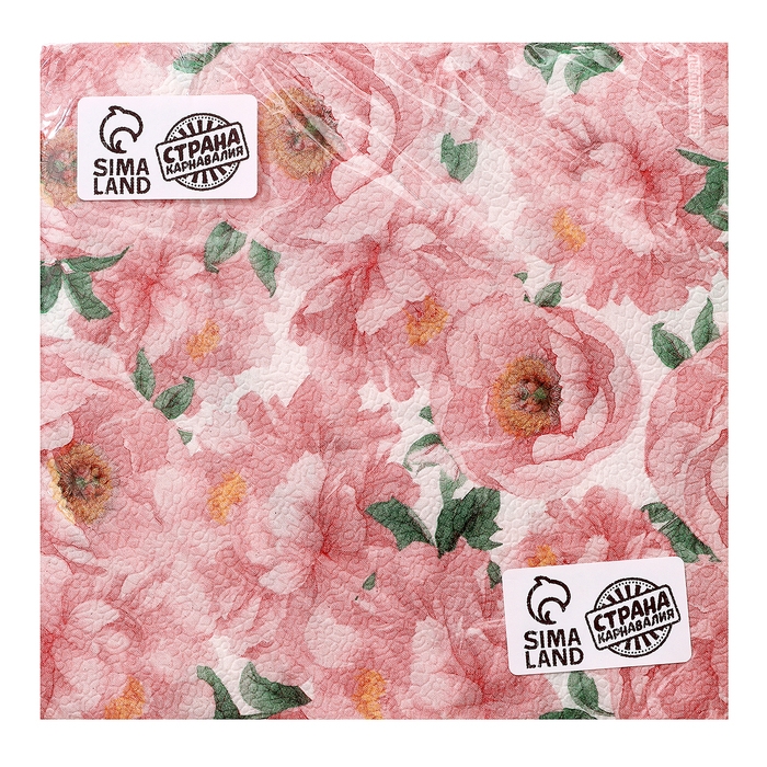 Салфетки бумажные двухслойные Салфетки бумажные двухслойные "Пионы", 33х33 см, набор 20 шт.