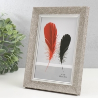 Фоторамка пластик 10х15 см "Серая мраморная крошка" серебристая обводка 19х14 см