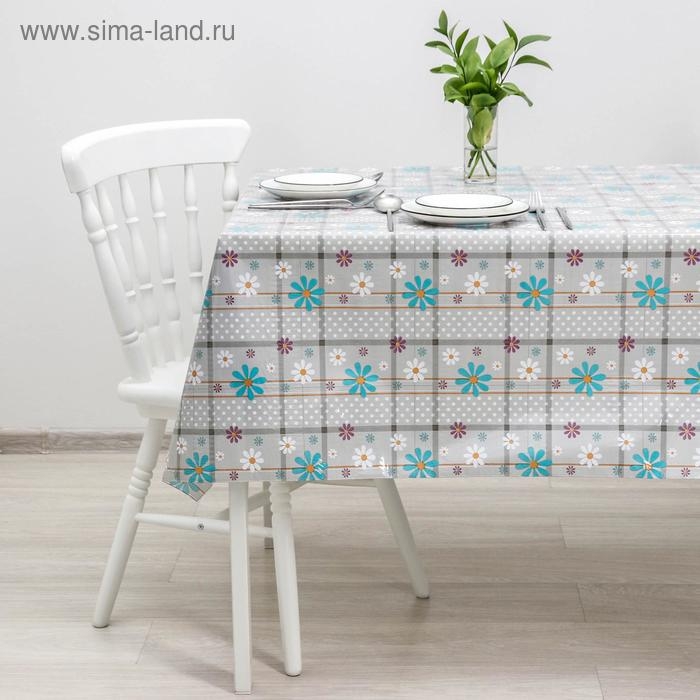 Клеёнка ПВХ &laquo;Ромашки&raquo;, рулон 30 метров, ширина 137 см, толщина 0,08 мм