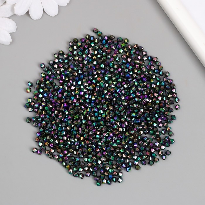Бусины для творчества пластик "Ромб-кристалл голография бензин" набор 20 гр 0,4х0,4 см