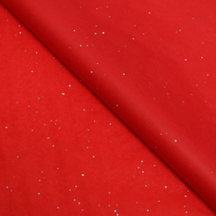 Бумага упаковочная тишью, Бумага упаковочная тишью, "Конфетти", красная, 50см х 10 м