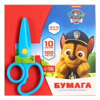 Бумага цветная для оригами, 15х15 см, 100 листов, 10 цветов, немелованная, двусторонняя, в пакете, 80 г/м&sup2;, Щенячий патруль
