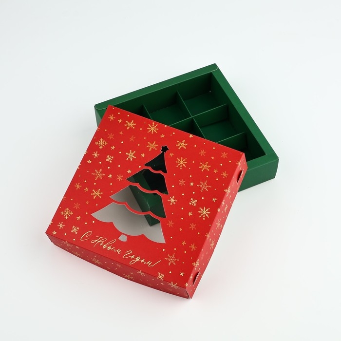 Коробка под 9 конфет «Новогодние огни», 14.7 х 14.7 х 3.5 см, Новый год Коробка под 9 конфет «Новогодние огни», 14.7 х 14.7 х 3.5 см, Новый год