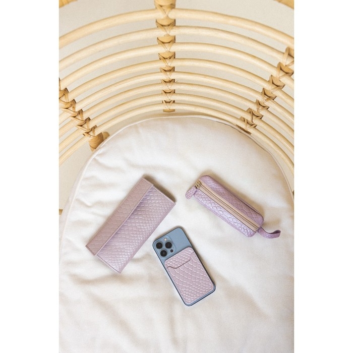 Ключница на молнии TEXTURA, длина 14,5 см, кольцо, цвет светло-сиреневый