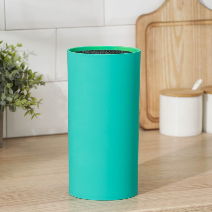 Подставка для ножей &laquo;Нео&raquo;, 22&times;11 см, с наполнителем, покрытие Soft-touch, цвет зелёный