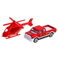 Парковка &laquo;Пожарная станция&raquo;, с металлическими машинкой и вертолётом