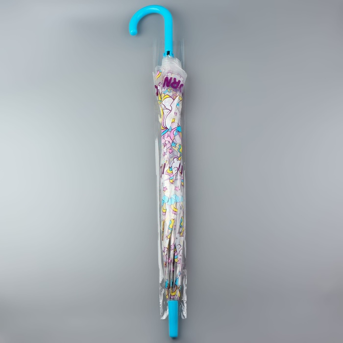 Зонт - трость полуавтоматический &laquo;Единороги&raquo;, 8 спиц, R = 43/60 см, D = 120 см, цвет МИКС