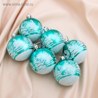Набор шаров пластик d-6 см, 6 шт "Изумрудик - зимний лес" зелёный