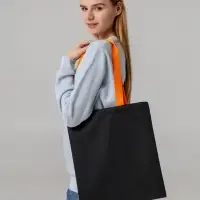 Холщовая сумка BrighTone, черная с белыми ручками