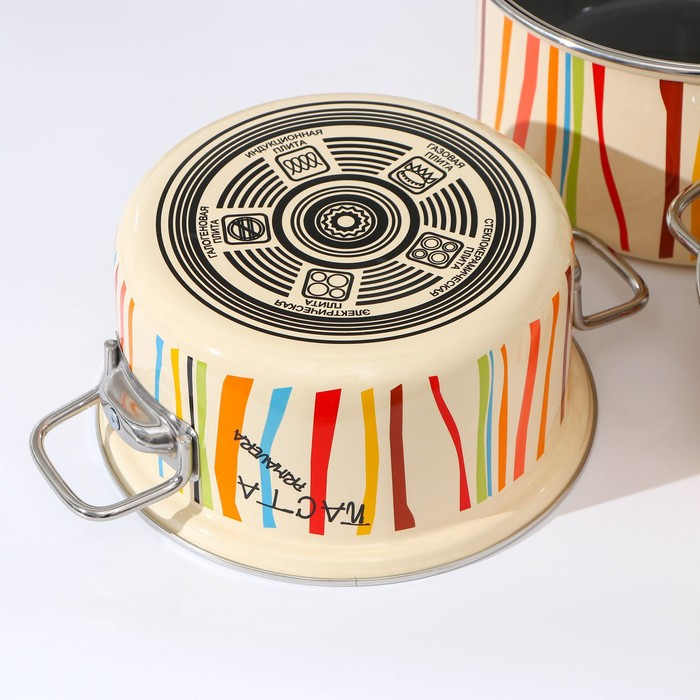 Набор кастрюль &laquo;Паста&raquo;, 3 предмета: 1,9 л, 2,5 л, 3,7 л, крышки, индукция