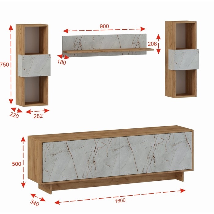Гостиная Oskar mini, 1600х343х500, Дуб золотой/Каспий Светлый Гостиная Oskar mini, 1600х343х500, Дуб золотой/Каспий Светлый