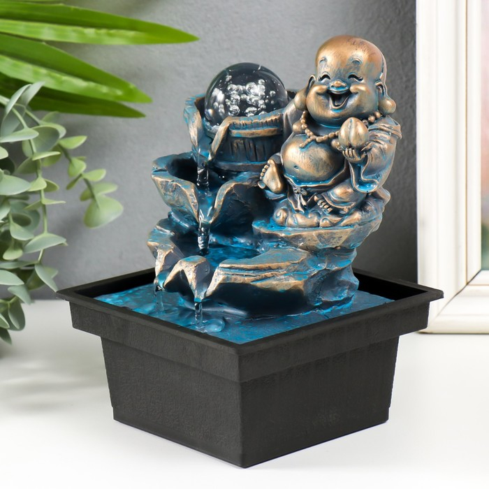 Фонтан Фонтан "Счастливый хотей с персиком" зелено-бронзовый 19,5х13,5х10 см