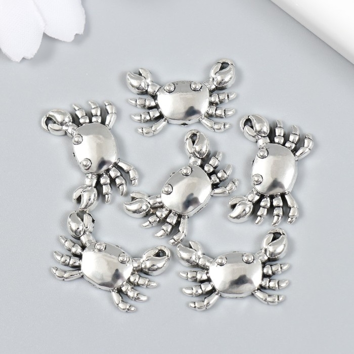 Декор для творчества металл Декор для творчества металл "Крабик" набор 6 шт серебро 1,6х2,3 см