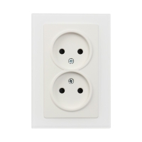 Розетка двухместная TOT Matte Glass, 10 А, скрытая, без з/к, стекло, белая Розетка двухместная TOT Matte Glass, 10 А, скрытая, без з/к, стекло, белая