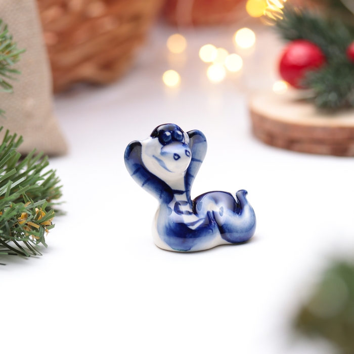 Новый год. Сувенир символ года 2025 Новый год. Сувенир символ года 2025 "Змея Зоя", гжель, 5,5 см
