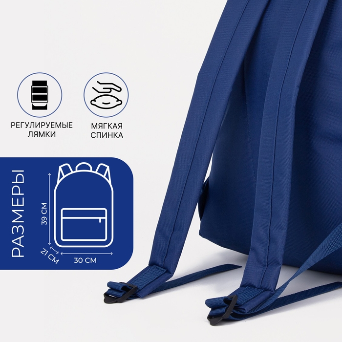 Рюкзак школьный из текстиля на молнии, 1 карман, &laquo;ЗФТС&raquo;, цвет синий