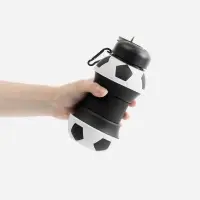 Складная бутылка для воды Football Flex, белая с черным Складная бутылка для воды Football Flex, белая с черным