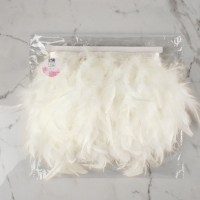 Тесьма с перьями индюка, 13-17 см, 5 &plusmn; 0,5 м, цвет белый