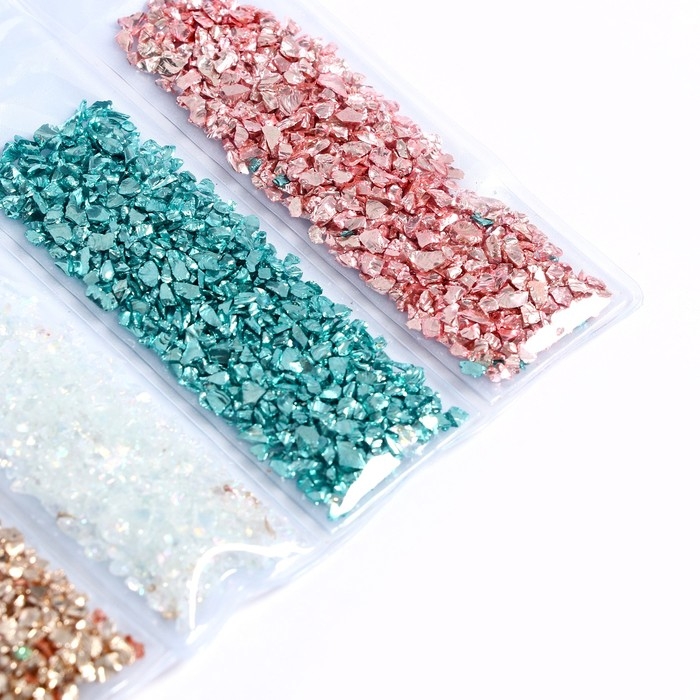 Крошка стеклянная для эпоксидной смолы, набор 6 цветов, вес 1 цвета &mdash; 5 г