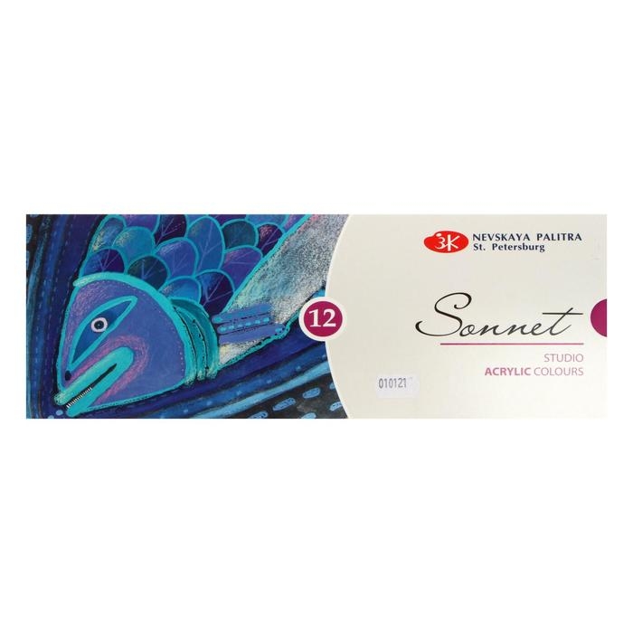 Краска акриловая в тубе, набор 12 цветов х 18 мл, ЗХК "Сонет", художественная, 28411326