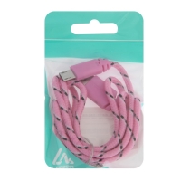 Кабель Luazon, microUSB - USB, 1 А, 1 м, оплётка нейлон, розовый Кабель Luazon, microUSB - USB, 1 А, 1 м, оплётка нейлон, розовый
