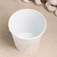 Кашпо "Ведерко Ландыши" белое, 12х12х11см Кашпо "Ведерко Ландыши" белое, 12х12х11см