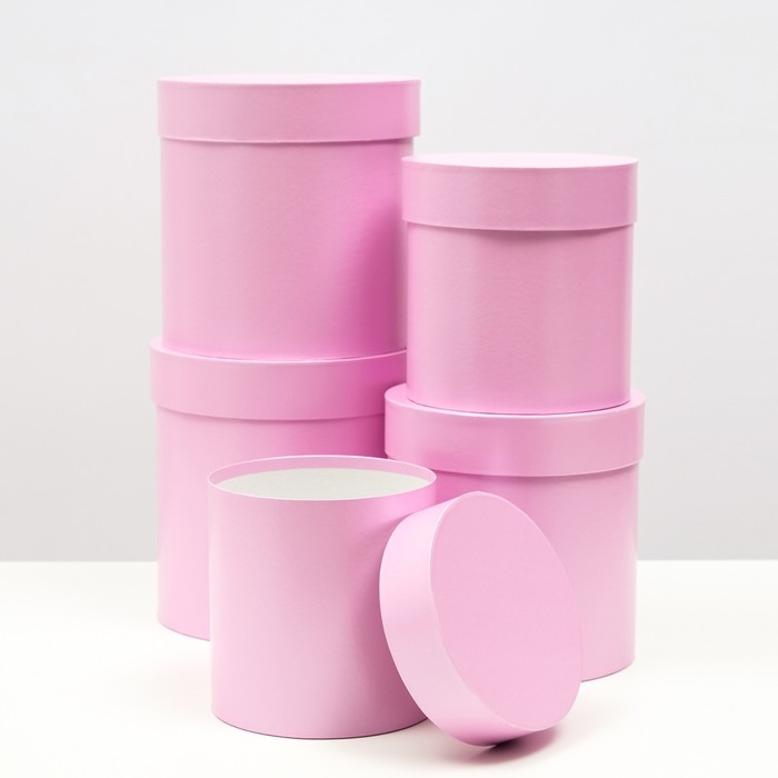 Набор шляпных коробок 5 в 1 "Сирень", 20 &times; 20 &times; 20‒13,5 &times; 13,5 &times; 13,5 см