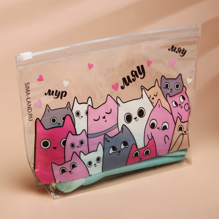 Косметичка из прозрачного PVC 21 х2 х14 см &laquo;Котики&raquo;