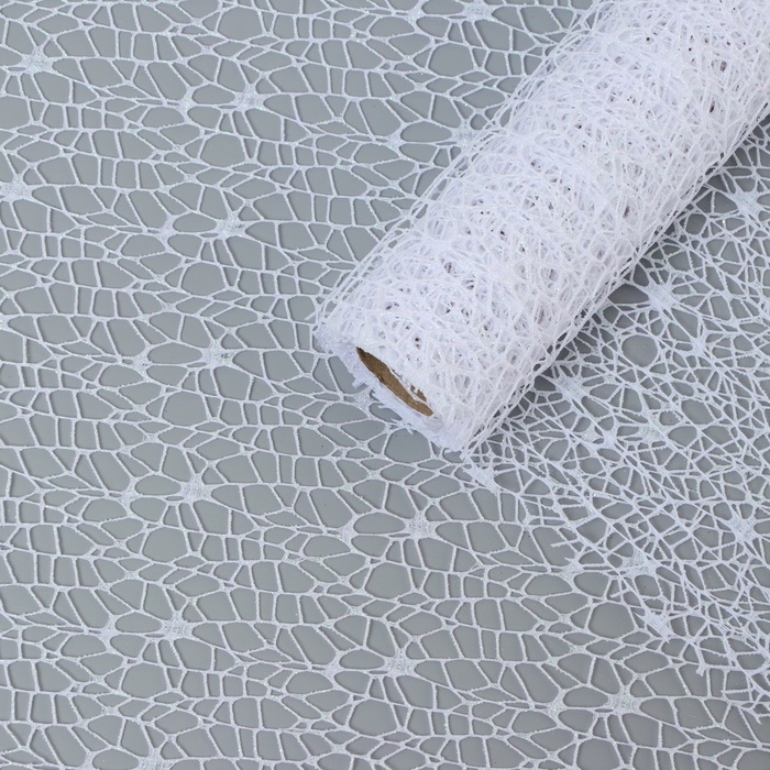 Упаковка для цветов Упаковка для цветов "Паутинка с глиттером" белая 48 см х 4,5 м