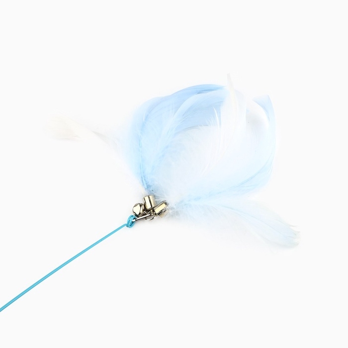 Игрушка дразнилка для кошек на присоске с пером &laquo;Котик&raquo;, голубой, 94 см