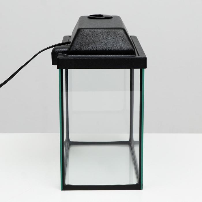 Аквариум Прямоугольный Аквариум Прямоугольный "Атолл" с крышкой, 13 литров, 30 х 16 х 26/31 см, чёрный