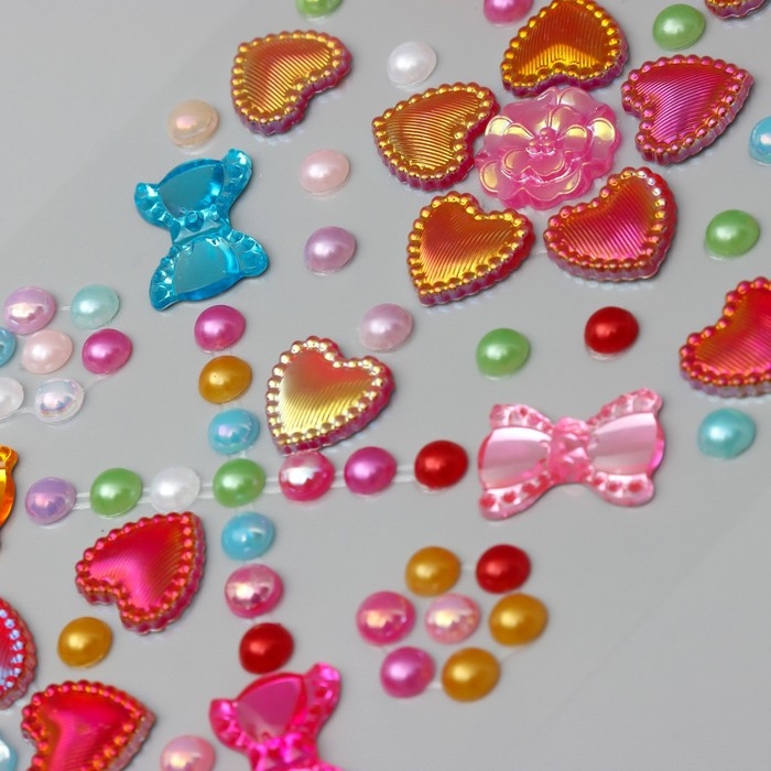 Наклейка пластик стразы Наклейка пластик стразы "Розочки и бантики" МИКС 25х10 см