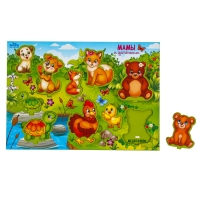 Рамка - вкладыш развивающая 3Д &laquo;Мамы и детёныши&raquo;