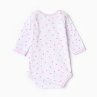 Боди детское с длинным рукавом, цвет белый/сердечки, рост 74