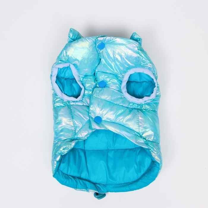 Куртка для собак двухсторонняя с утяжкой,размер 12 (ДС 28 см,ОГ 38 см,ОШ 27 см), голубая