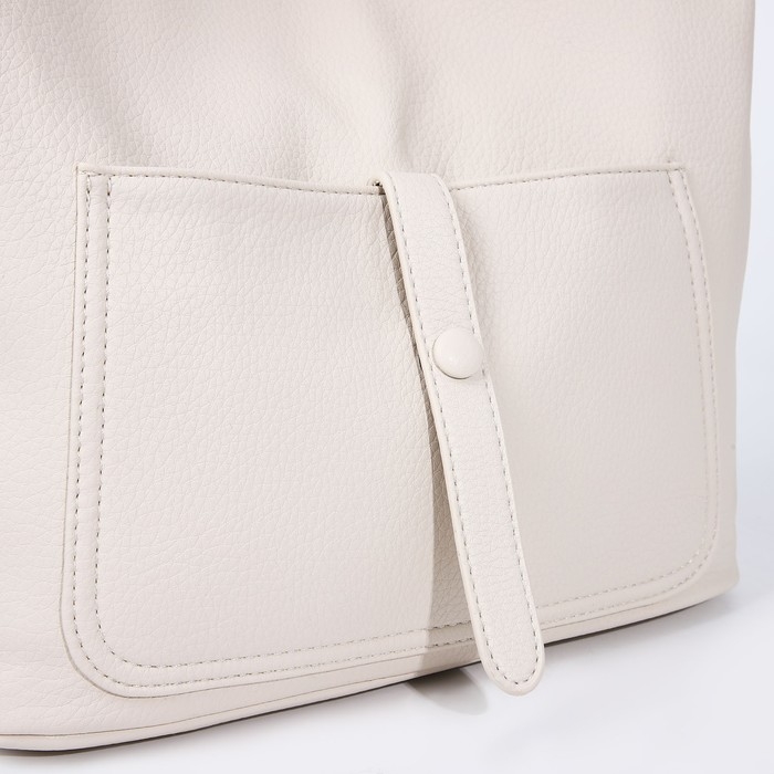 Сумка-тоут на молнии, 2 наружных кармана, цвет молочный Сумка-тоут на молнии, 2 наружных кармана, цвет молочный