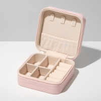 Органайзер для хранения украшений «Шкатулка портативная», 10,5×10,5×5 см, цвет розовый Органайзер для хранения украшений «Шкатулка портативная», 10,5×10,5×5 см, цвет розовый